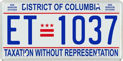 DC license plate ET1037