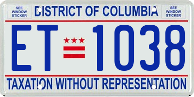 DC license plate ET1038