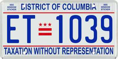 DC license plate ET1039