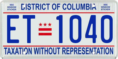 DC license plate ET1040