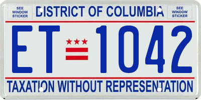 DC license plate ET1042