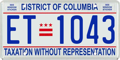 DC license plate ET1043