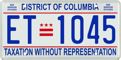 DC license plate ET1045