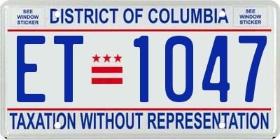 DC license plate ET1047