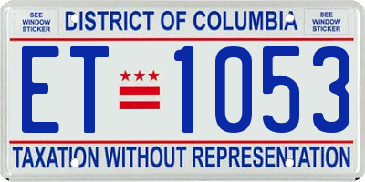DC license plate ET1053