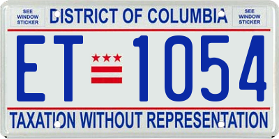 DC license plate ET1054