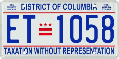 DC license plate ET1058