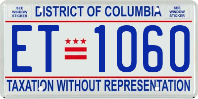 DC license plate ET1060