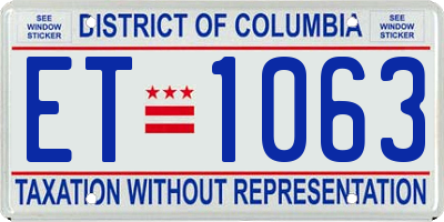 DC license plate ET1063