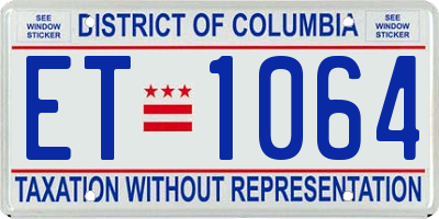 DC license plate ET1064