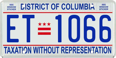 DC license plate ET1066