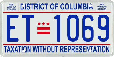 DC license plate ET1069