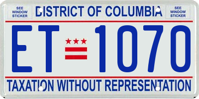 DC license plate ET1070