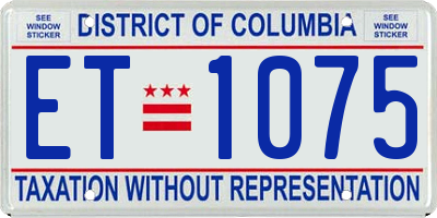 DC license plate ET1075