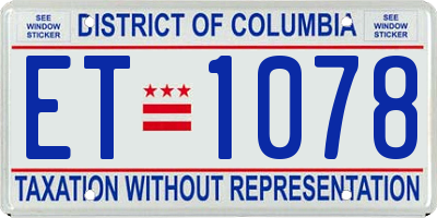 DC license plate ET1078