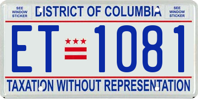 DC license plate ET1081