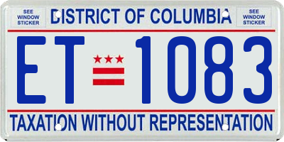 DC license plate ET1083