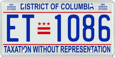 DC license plate ET1086
