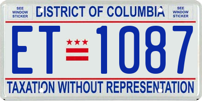 DC license plate ET1087