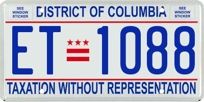 DC license plate ET1088