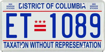 DC license plate ET1089