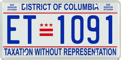 DC license plate ET1091