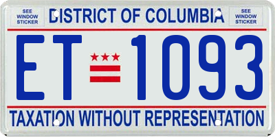 DC license plate ET1093