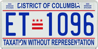 DC license plate ET1096