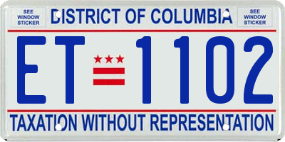 DC license plate ET1102