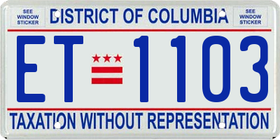 DC license plate ET1103
