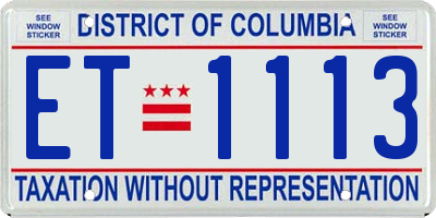 DC license plate ET1113