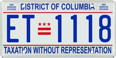 DC license plate ET1118