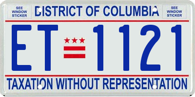 DC license plate ET1121