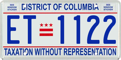 DC license plate ET1122