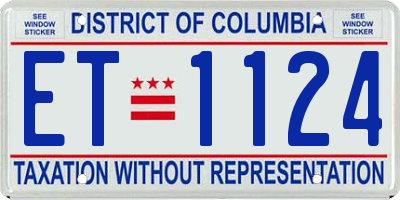 DC license plate ET1124