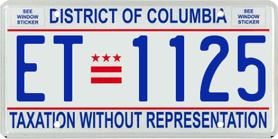 DC license plate ET1125
