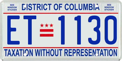 DC license plate ET1130