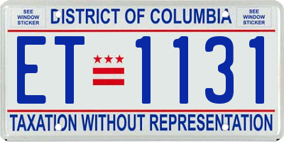 DC license plate ET1131