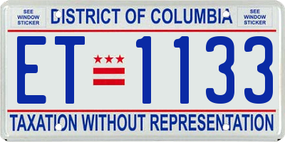 DC license plate ET1133