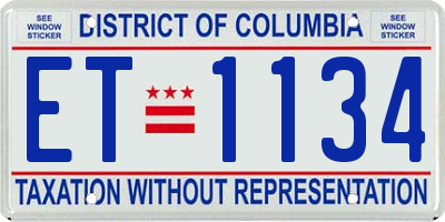 DC license plate ET1134