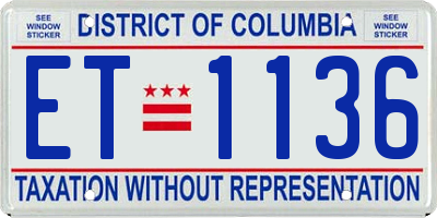 DC license plate ET1136