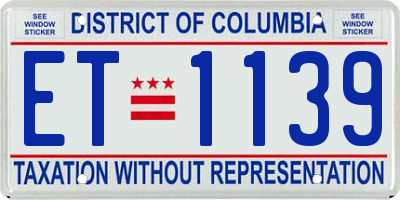 DC license plate ET1139