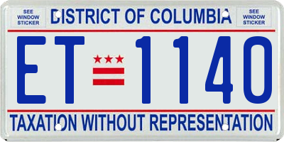 DC license plate ET1140