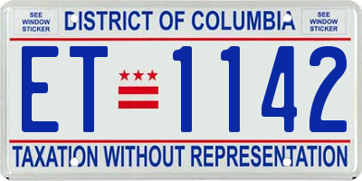 DC license plate ET1142