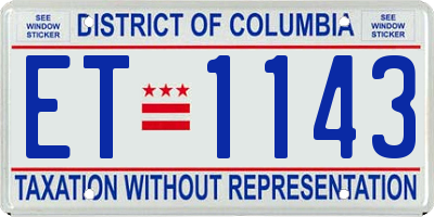 DC license plate ET1143
