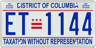 DC license plate ET1144