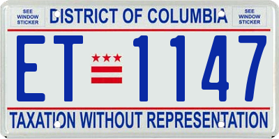 DC license plate ET1147