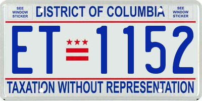 DC license plate ET1152