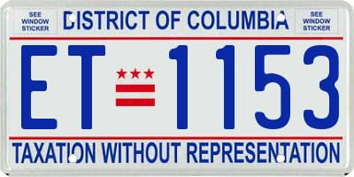 DC license plate ET1153