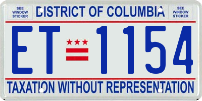 DC license plate ET1154